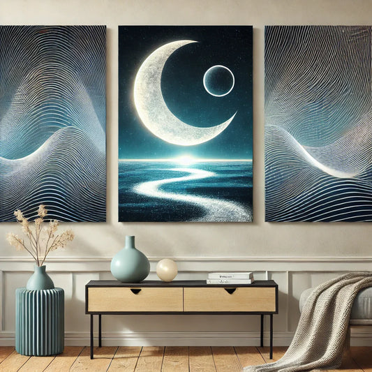 Lunar Tides Flow: The Serenity of Abstract Canvas Wall Art Prints