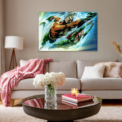 Aquaman Canvas Print Art Prints - DC Comics Superhero Decor Prints - Epic Ocean King Wall Art Prints - Underwater Scene Artwork for Home