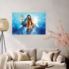 Epic Aquaman Canvas Wall Art Prints - Underwater DC Comics Superhero Decor Prints, Ocean King Canvas Wall Art Print for Living Room & Office