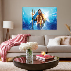Epic Aquaman Canvas Wall Art Prints - Underwater DC Comics Superhero Decor Prints, Ocean King Canvas Wall Art Print for Living Room & Office