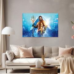 Epic Aquaman Canvas Wall Art Prints - Underwater DC Comics Superhero Decor Prints, Ocean King Canvas Wall Art Print for Living Room & Office