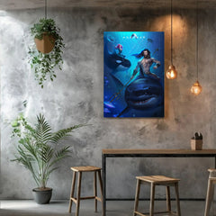 Epic Aquaman Canvas Wall Art Prints - DC Comics Superhero Decor Prints - Underwater Scene Canvas Prints - Oceanic King Home Decor for Fans
