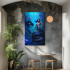 Epic Aquaman Canvas Wall Art Prints - DC Comics Superhero Decor Prints - Underwater Scene Canvas Prints - Oceanic King Home Decor for Fans