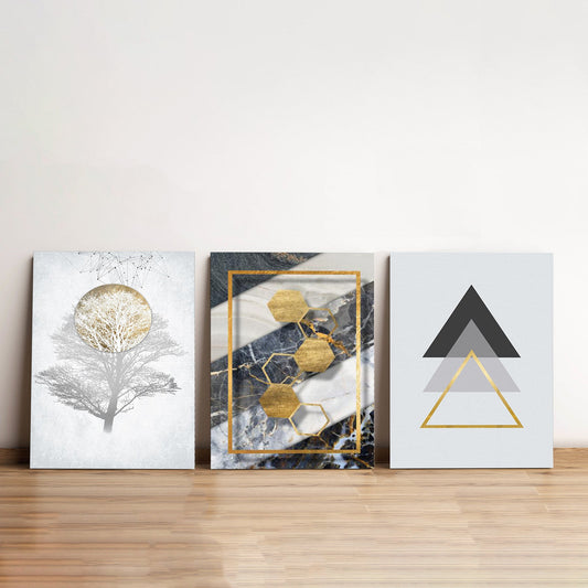 3 Pieces Geometric Minimalist Art