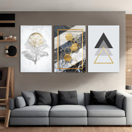 3 Pieces Geometric Minimalist Art