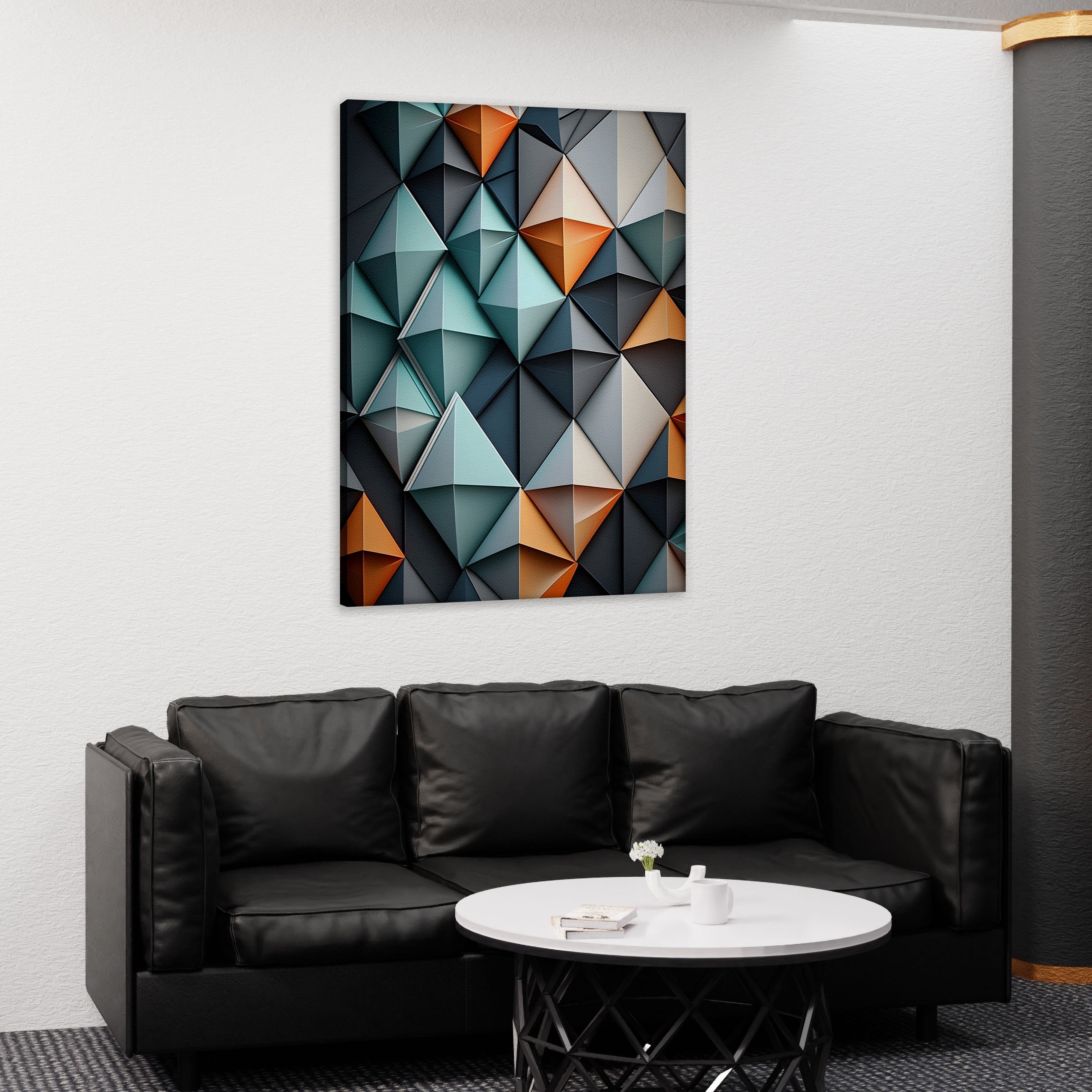 Geometric 3D Triangle Pattern Abstract Art.