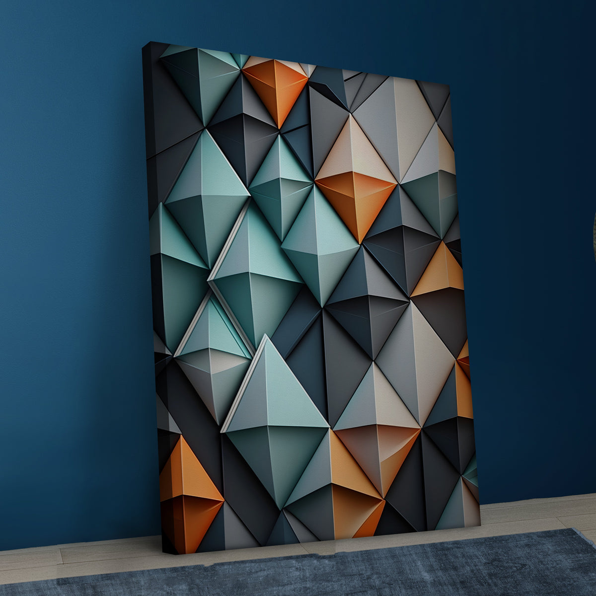 Geometric 3D Triangle Pattern Abstract Art.