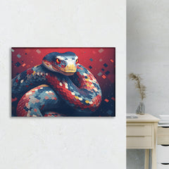 Blue & Red Snake Canvas Art