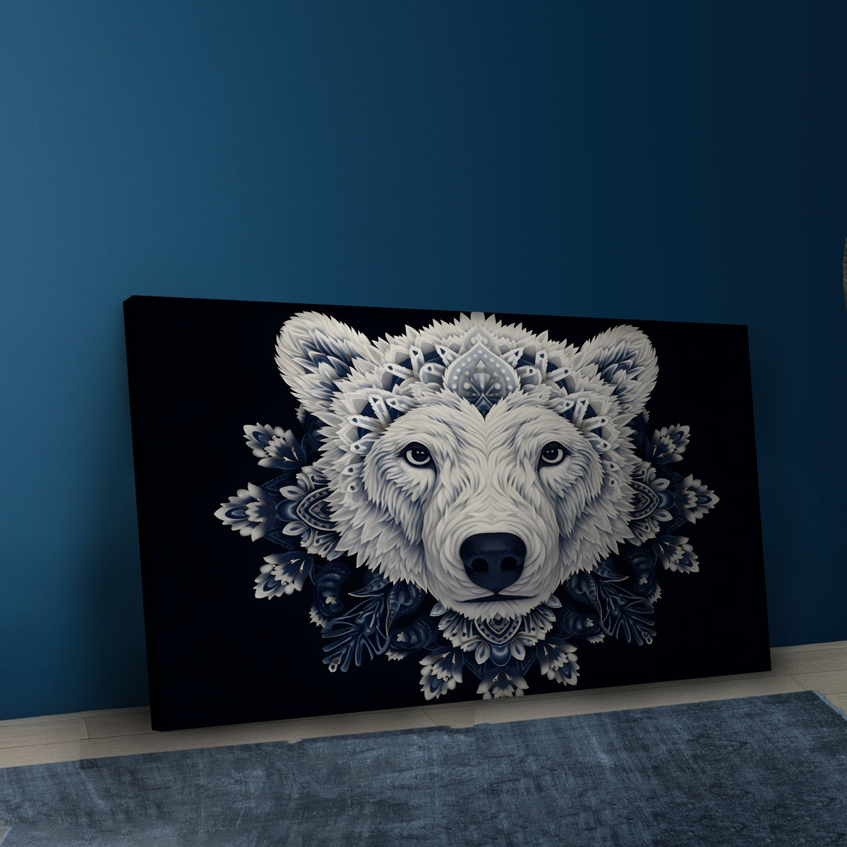 Polar bear face canvas wall art