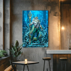 Aquaman Wall Art Canvas Prints - DC Comics Underwater Hero Canvas Prints - Epic Home Decor Prints - Ocean King Superhero Poster for Fans