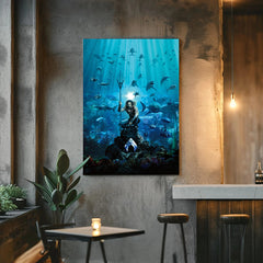 Aquaman Canvas Wall Art Prints - King of Atlantis Superhero Print - Epic DC Comics Home Decor Prints - Underwater Adventure Artwork for Fans